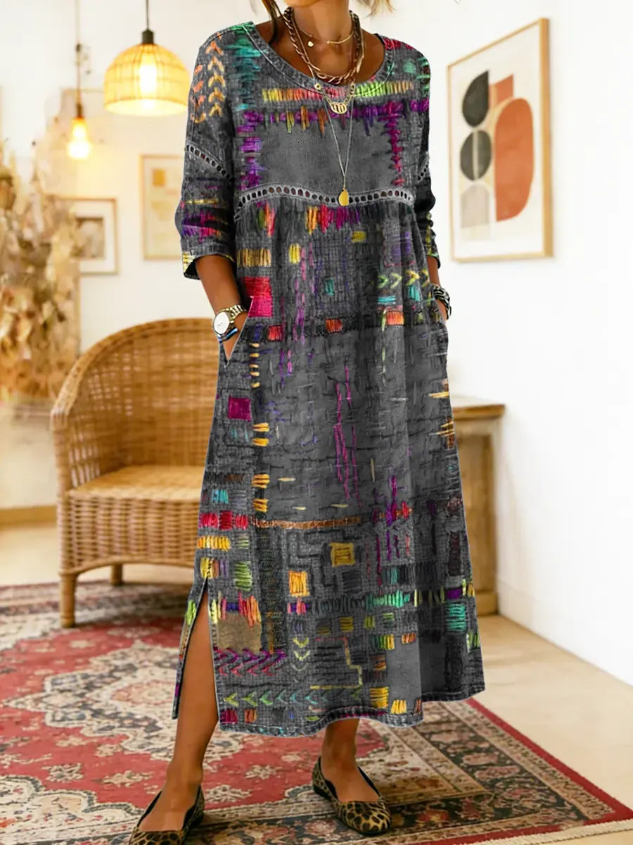 Sophie | Ethnic Mosaico de Texturas Vestido