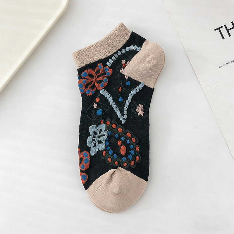 Inspiración Vintage-Calcetines de Hilo con Motivo Botánico