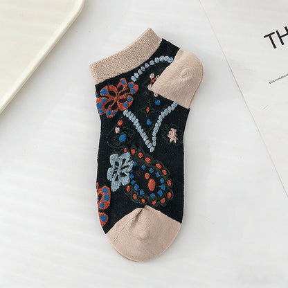Inspiración Vintage-Calcetines de Hilo con Motivo Botánico