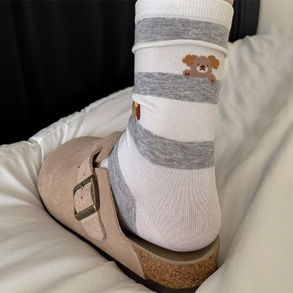 Lässige Calcetines de Hilo con Welpenmotiv