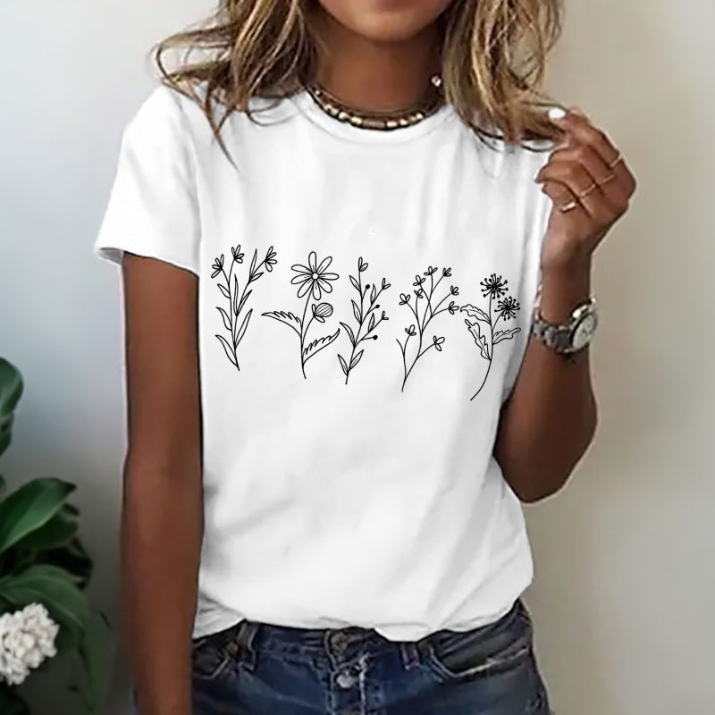 Willow | Casual Refinado Floral Print T-Camisa