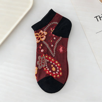Inspiración Vintage-Calcetines de Hilo con Motivo Botánico