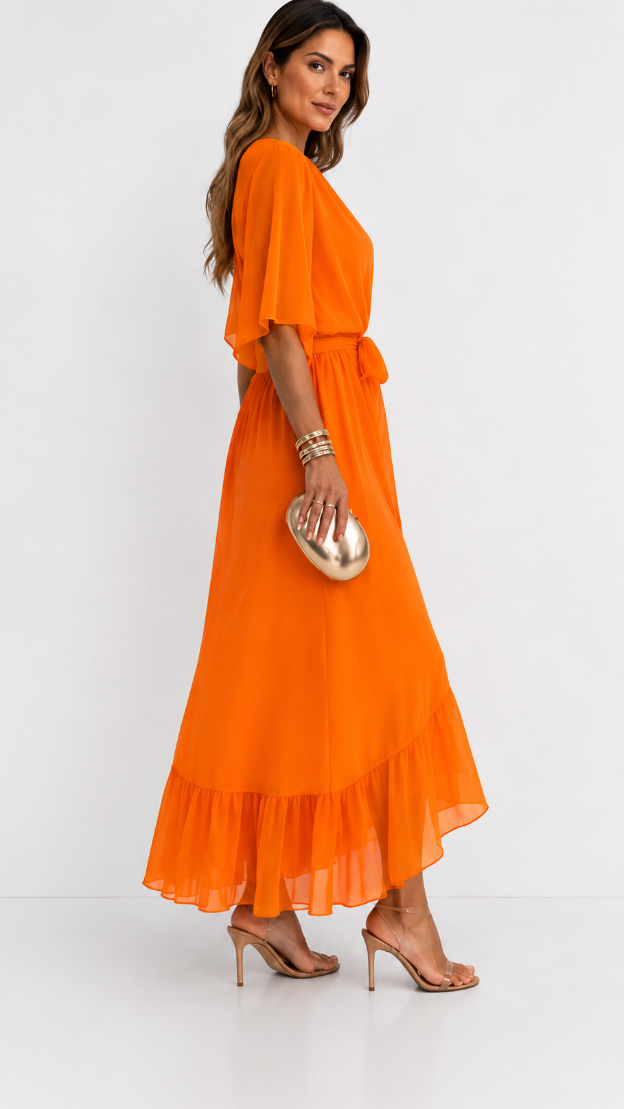Isabelle | Elegant Chiffon Wrap Vestido Maxi