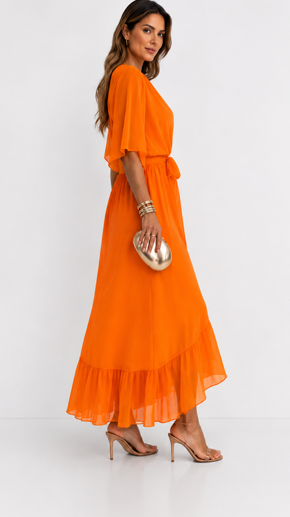 Isabelle | Elegant Chiffon Wrap Vestido Maxi