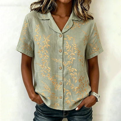 Inspiración Vintage-Blusa de Seda con Blattmuster