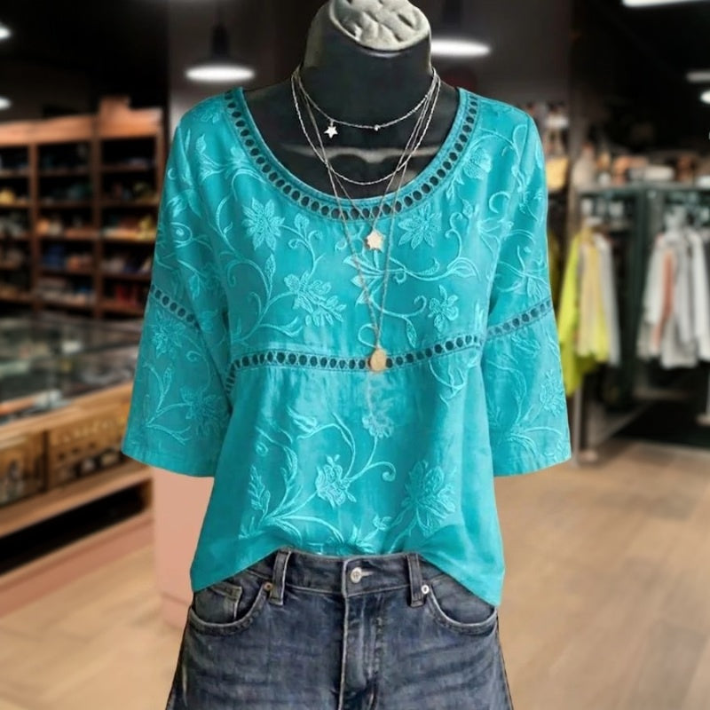 Inspiración Vintage-Blusa de Seda con Motivo Botánico