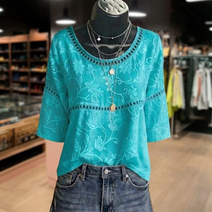Inspiración Vintage-Blusa de Seda con Motivo Botánico