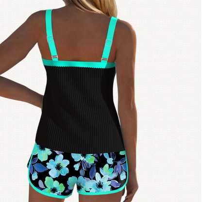 Marina | Ruffled Tankini Premium con Ruffles y Bermudas
