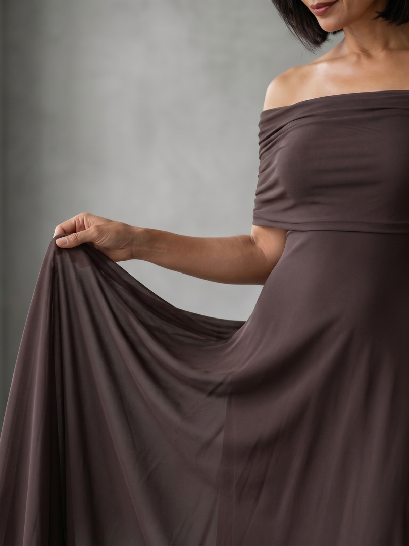 June | Off Shoulder Draped Vestido Midi