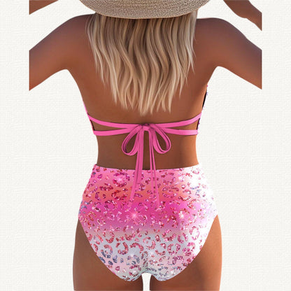 Mermaid | Leopard Gradient Print Halter Bikini Haute