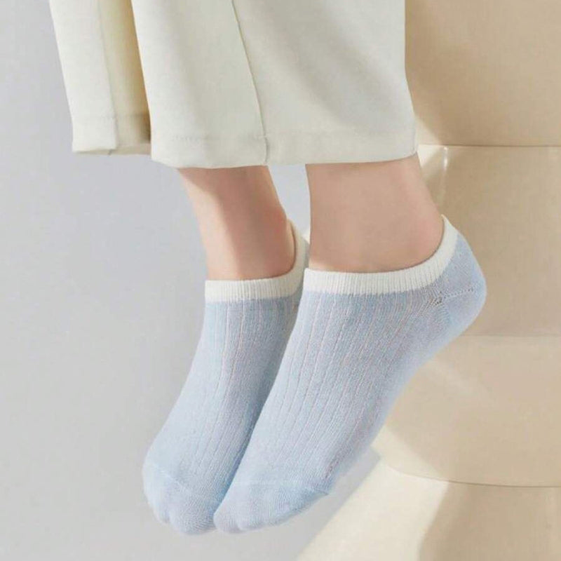 Lässige Calcetines de Hilo con Farbblockmuster