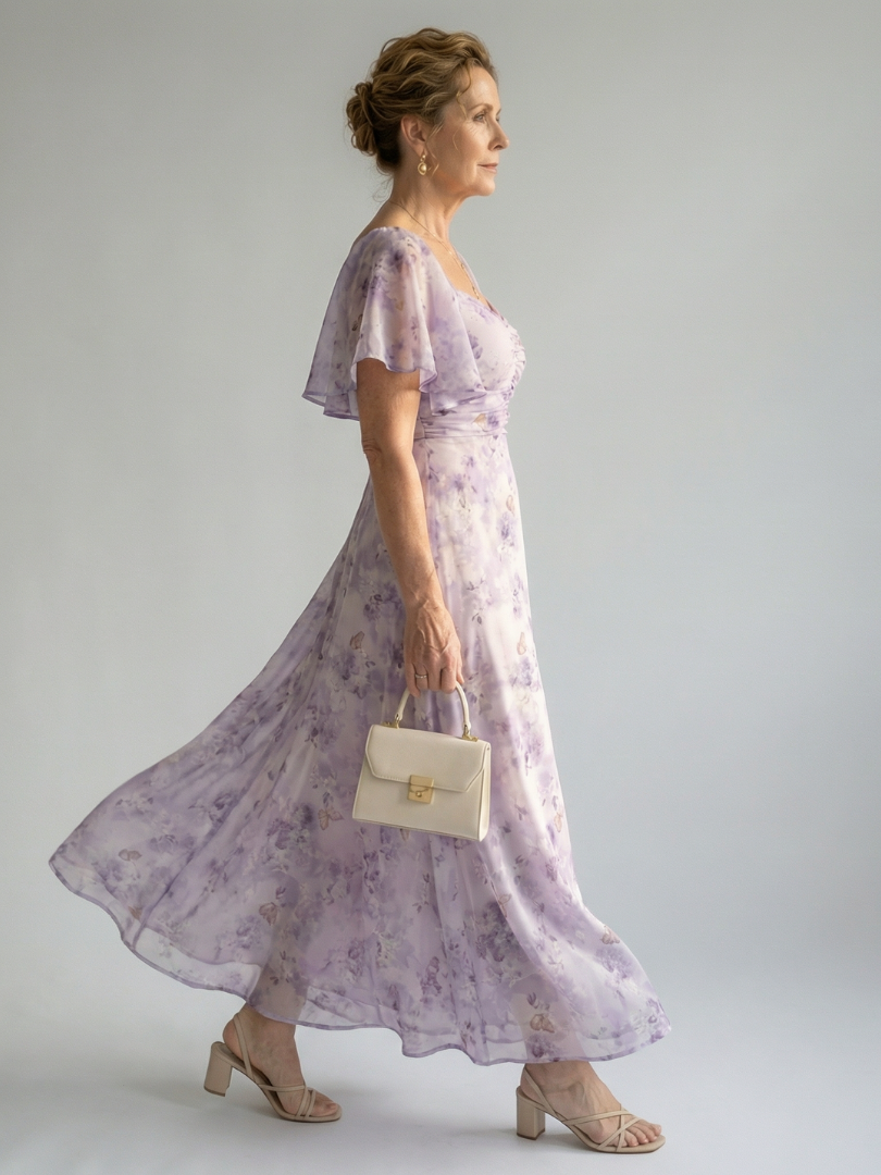Vaelis |  Flutter Sleeve Vestido Midi