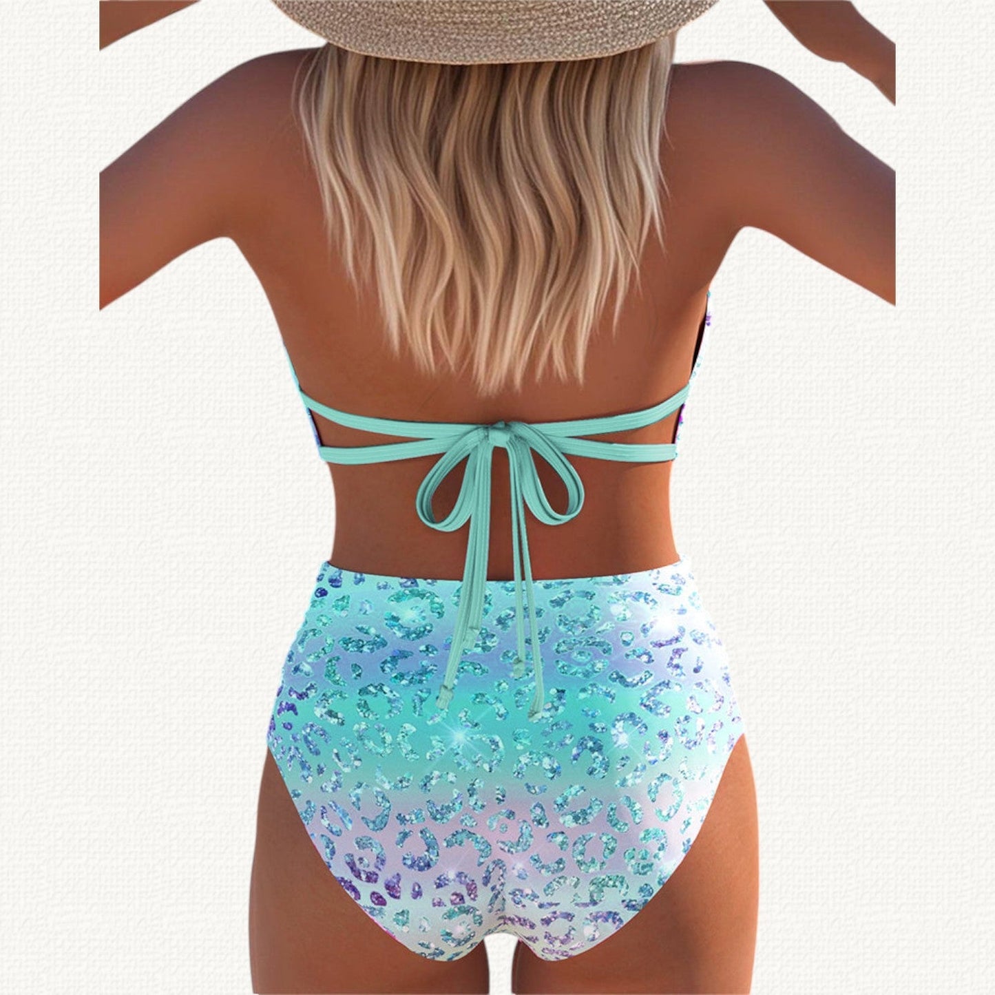 Mermaid | Leopard Gradient Print Halter Bikini Haute
