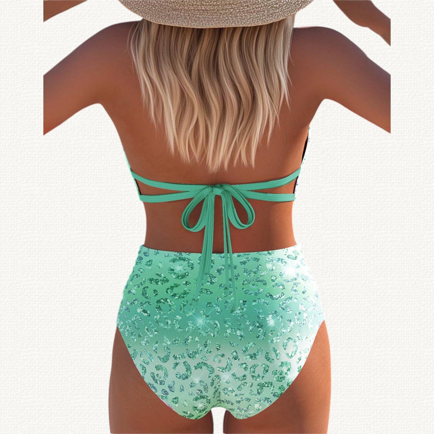 Mermaid | Leopard Gradient Print Halter Bikini Haute