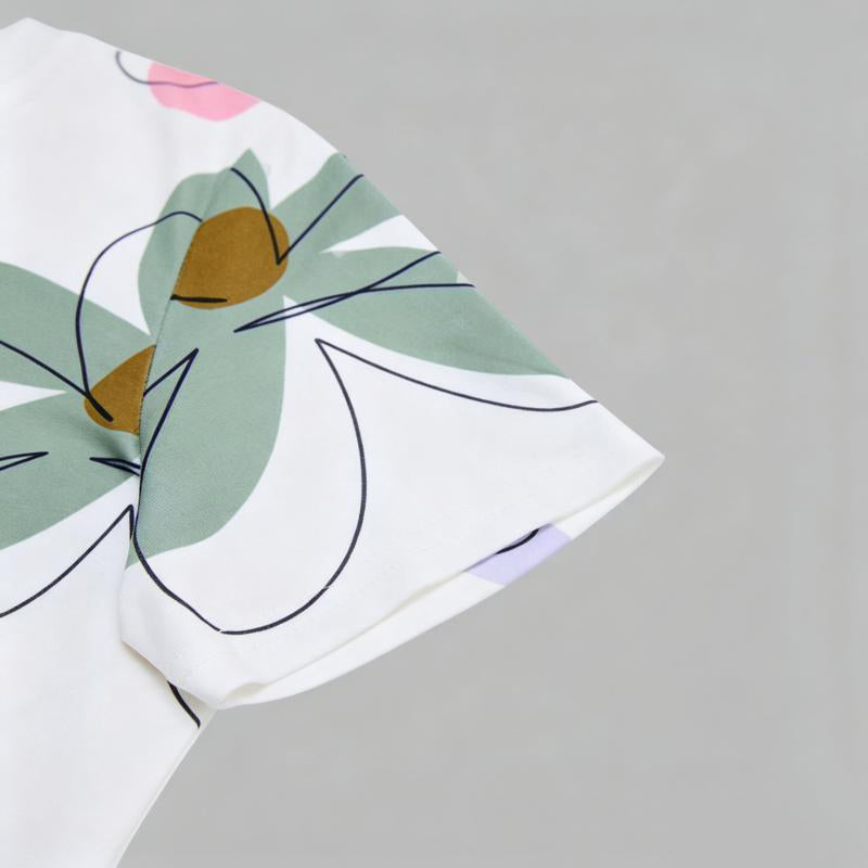 Casual Refinado Camiseta Premium Cotton con Motivo Botánico