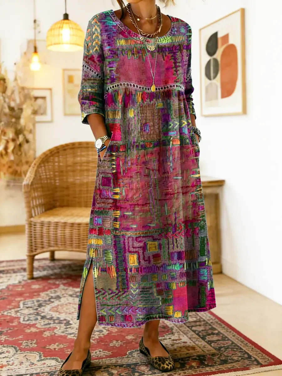 Sophie | Ethnic Mosaico de Texturas Vestido