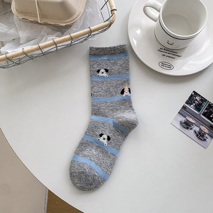Lässige Calcetines de Hilo con Welpenmotiv