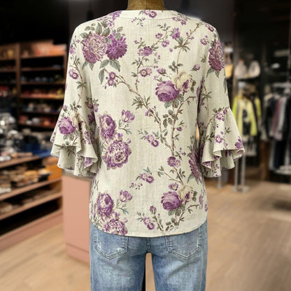 Inspiración Vintage-Blusa de Seda con Motivo Botánico