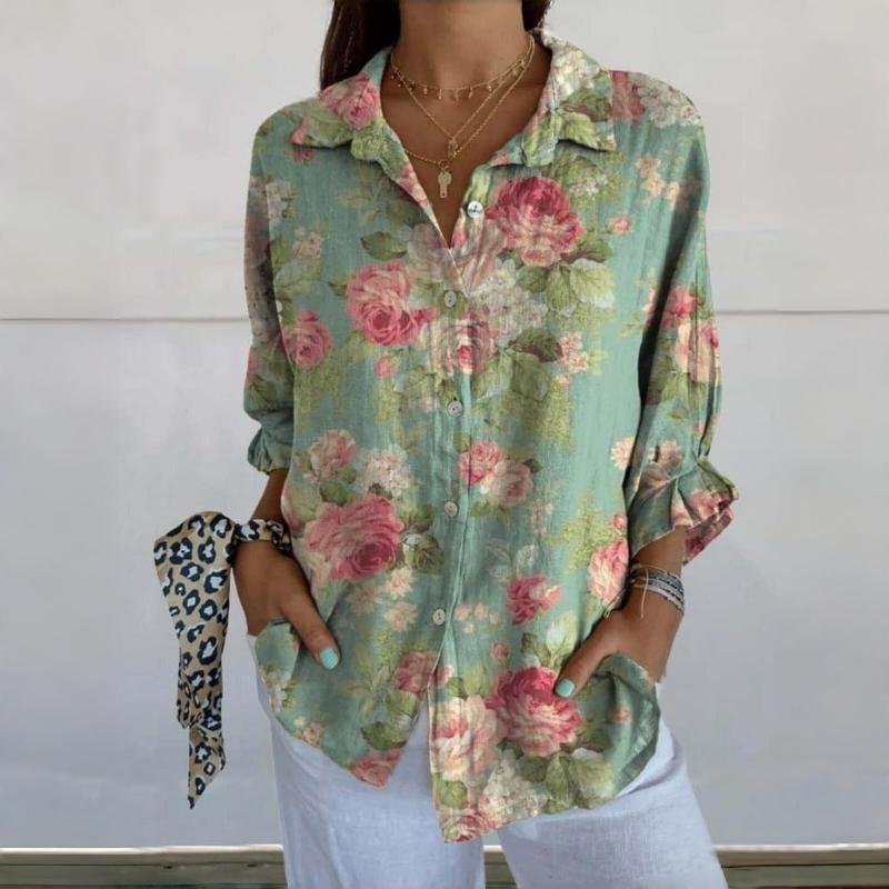 Susan | Inspiración Vintage Floral Print Blusa