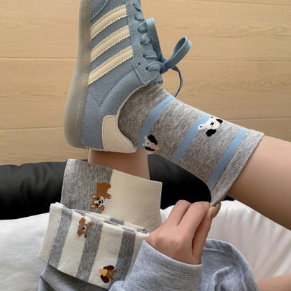 Lässige Calcetines de Hilo con Welpenmotiv
