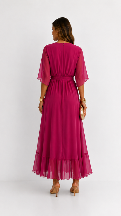 Isabelle | Elegant Chiffon Wrap Vestido Maxi