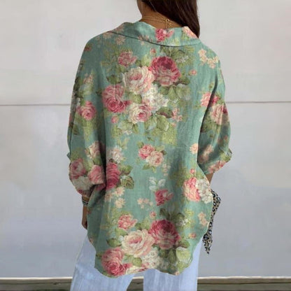 Susan | Inspiración Vintage Floral Print Blusa