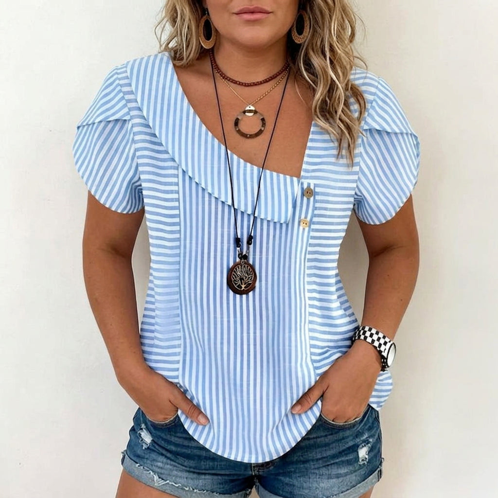 Susaine |  Casual Refinado Striped Blusa