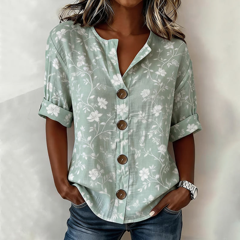 Inspiración Vintage-Blusa de Seda con Motivo Botánico