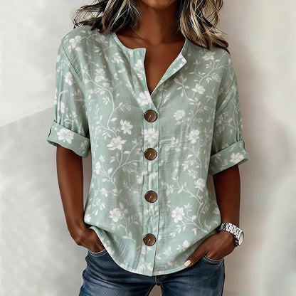 Inspiración Vintage-Blusa de Seda con Motivo Botánico
