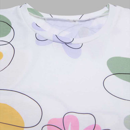 Casual Refinado Camiseta Premium Cotton con Motivo Botánico