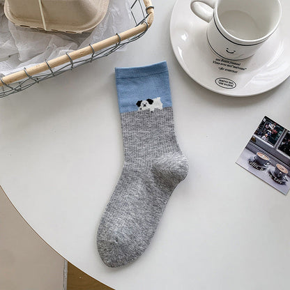 Lässige Calcetines de Hilo con Welpenmotiv