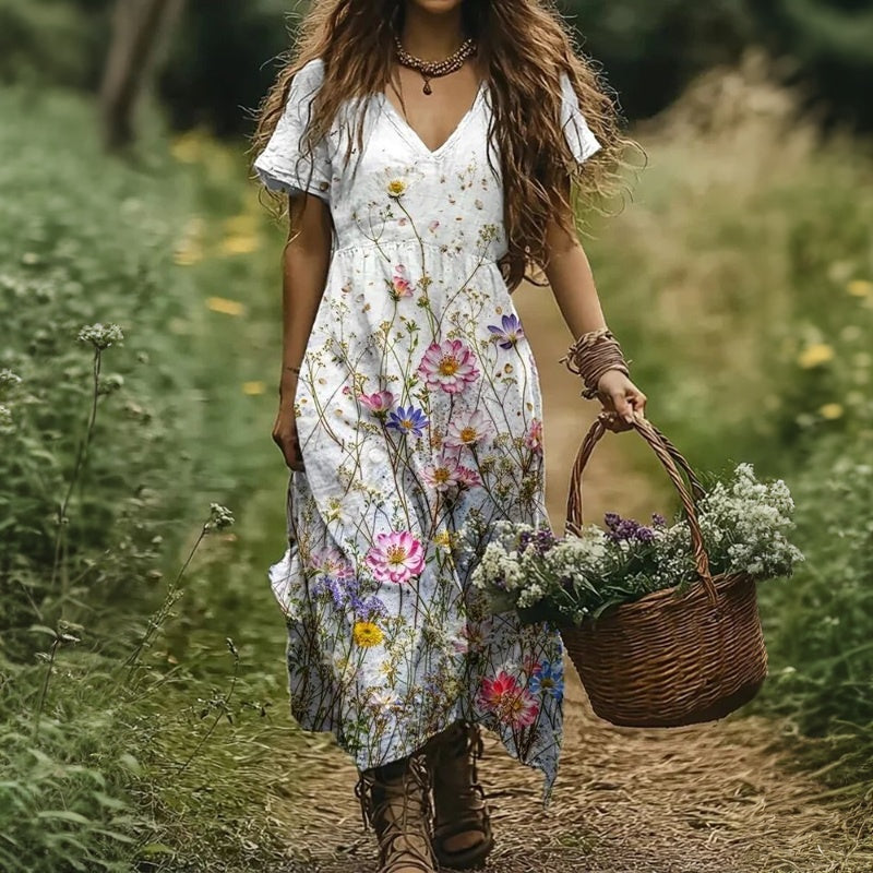 Inspiración Vintage-Vestido Haute Couture con Motivo Botánico