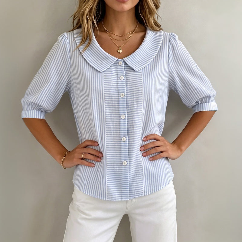 Lässige Gestreifte Blusa de Seda