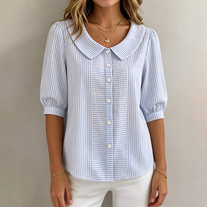 Lässige Gestreifte Blusa de Seda