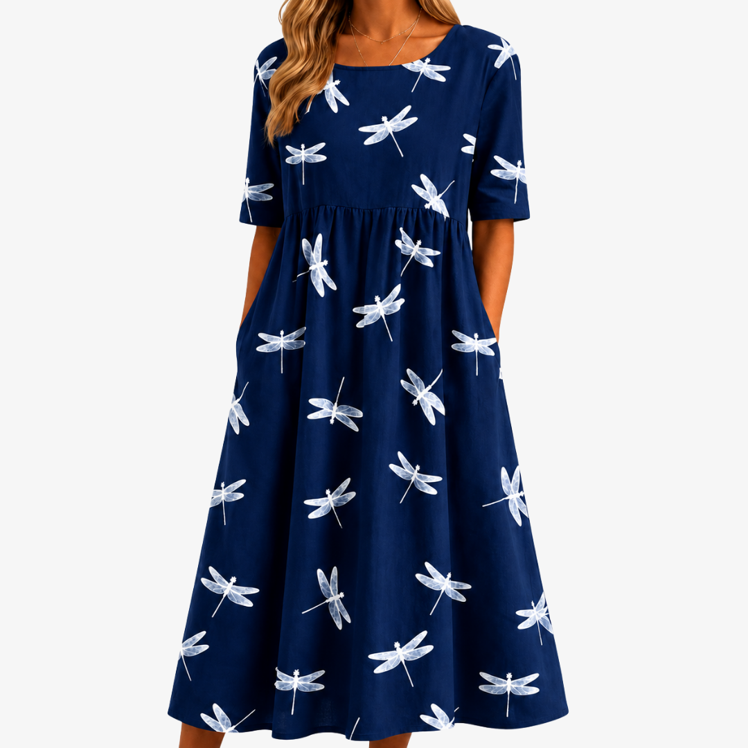 Dragonfly Breeze con Bolsillos Invisibles Vestido Midi
