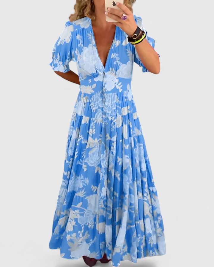 Miriam – Floral Vestido con V-Neck