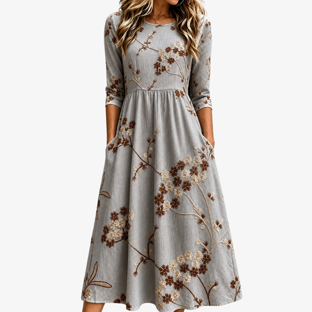 Autumn Florentino con Bolsillos Invisibles Vestido Midi