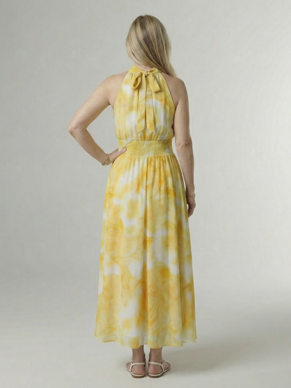 Sylin | Gathered Halter Vestido Midi