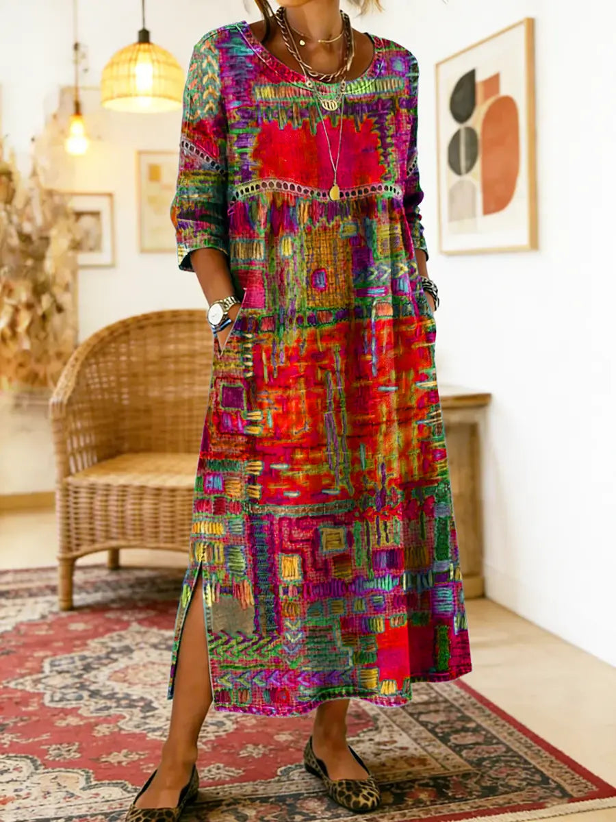 Sophie | Ethnic Mosaico de Texturas Vestido