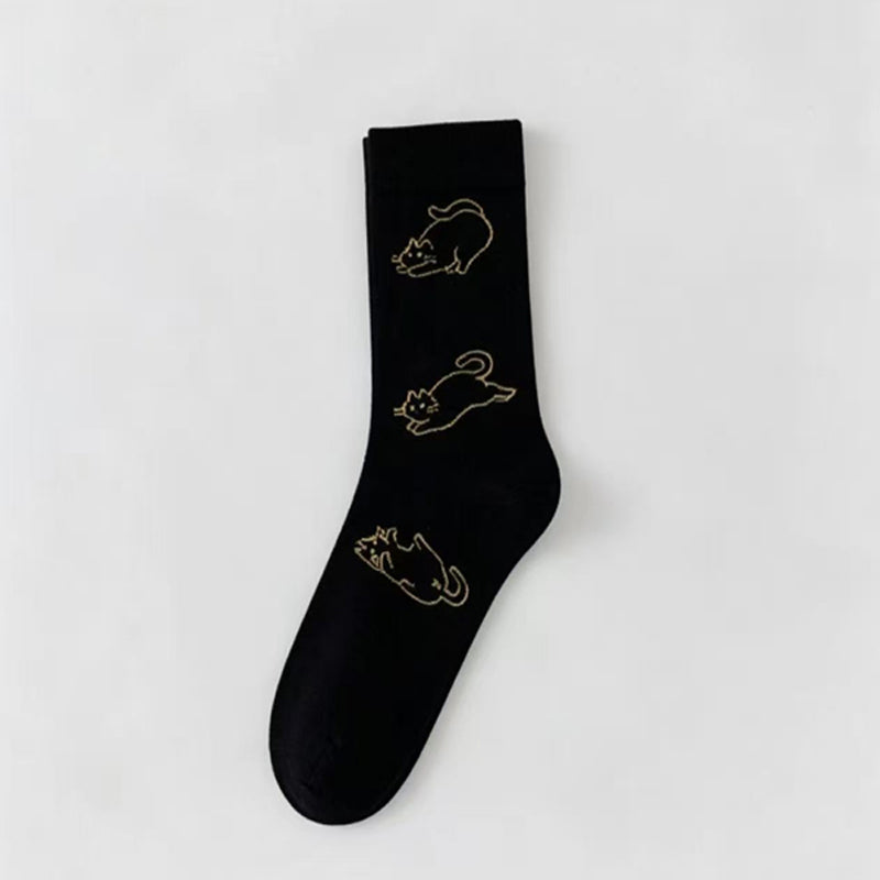 Lässige Calcetines de Hilo con Katzenmotiv