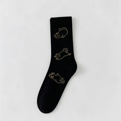 Lässige Calcetines de Hilo con Katzenmotiv