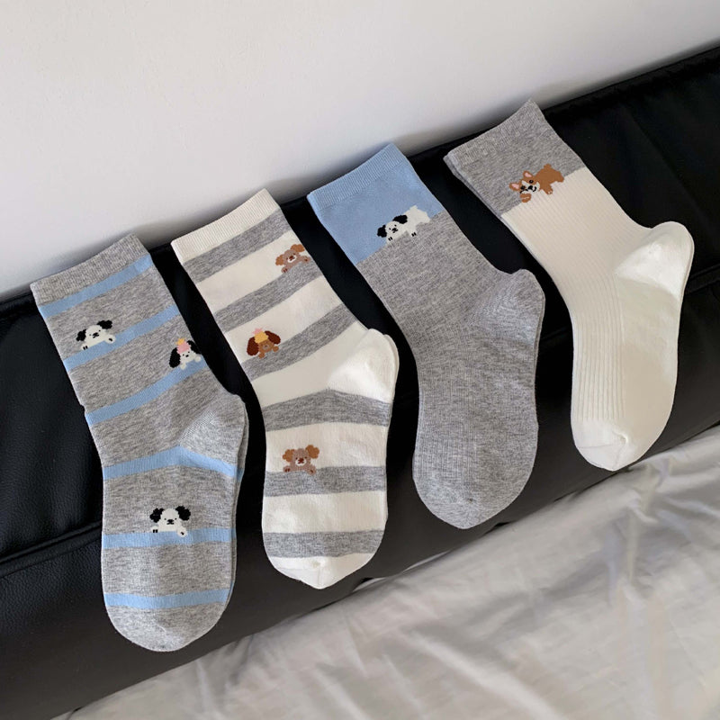 Lässige Calcetines de Hilo con Welpenmotiv