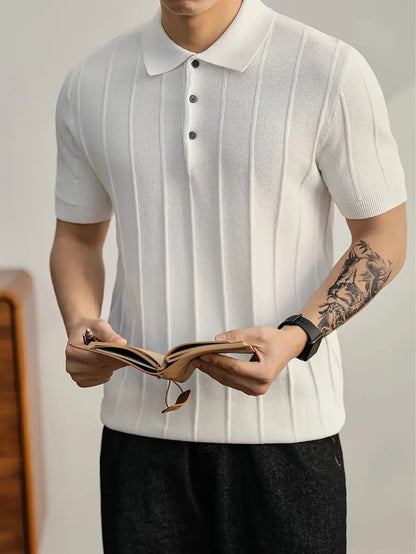 Leo Textured Knit Polo Shirt