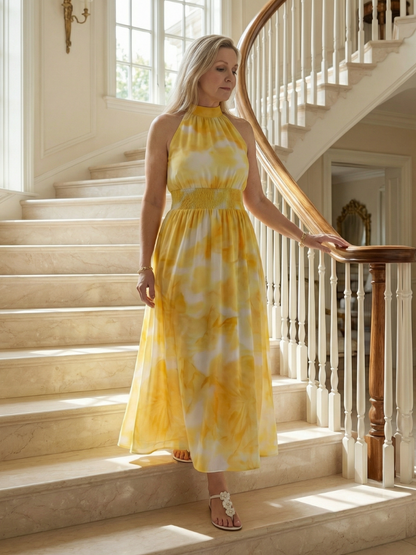 Sylin | Gathered Halter Vestido Midi