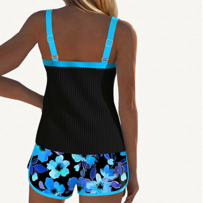 Marina | Ruffled Tankini Premium con Ruffles y Bermudas