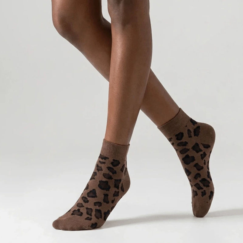 Inspiración Vintage-Calcetines de Hilo con Leopardenmuster