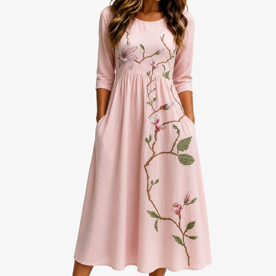 Blush Magnolia Jardín Botánico Vestido Midi