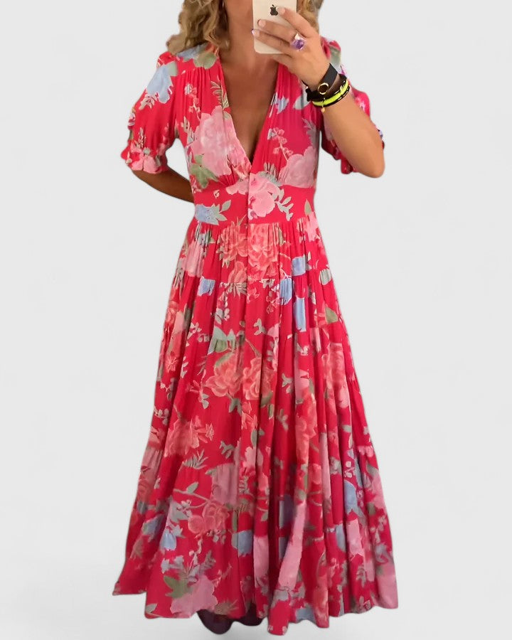 Miriam – Floral Vestido con V-Neck