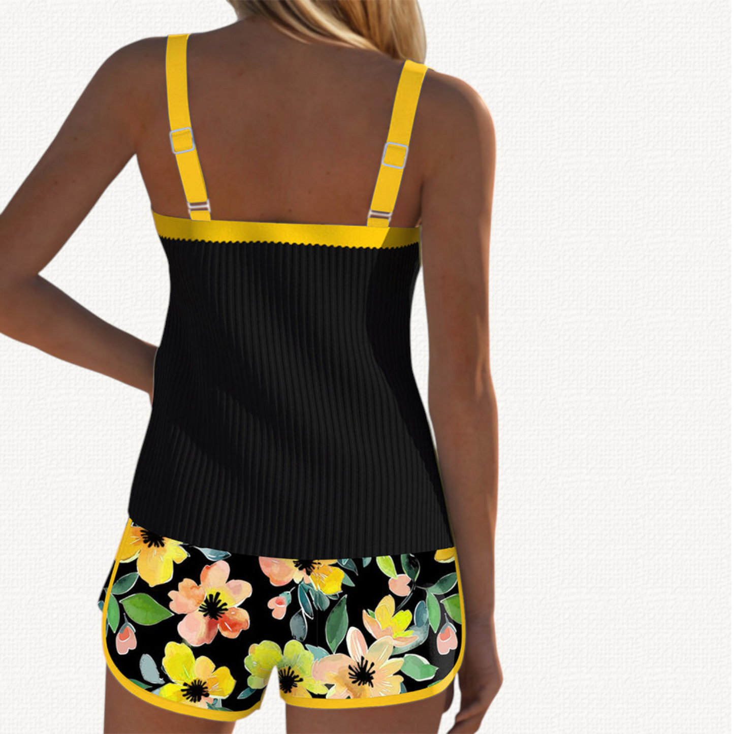 Marina | Ruffled Tankini Premium con Ruffles y Bermudas