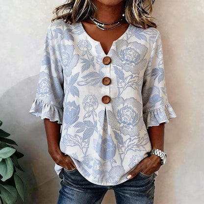 Inspiración Vintage-Blusa de Seda con Motivo Botánico
